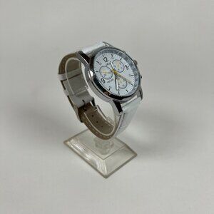 Shshd Sport Dress Watch White Strap, White Face, Yellow Details